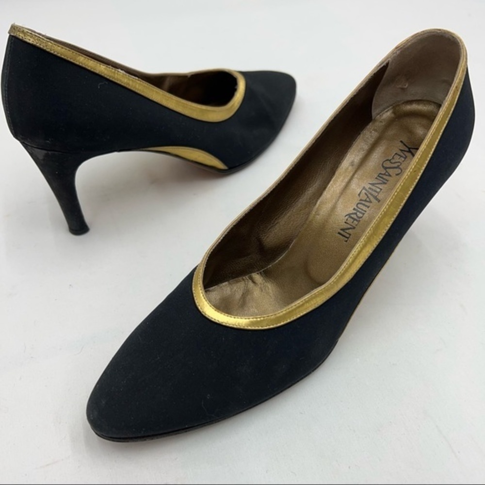 Yves Saint Laurent Pumps Heels Black Gold 9 M